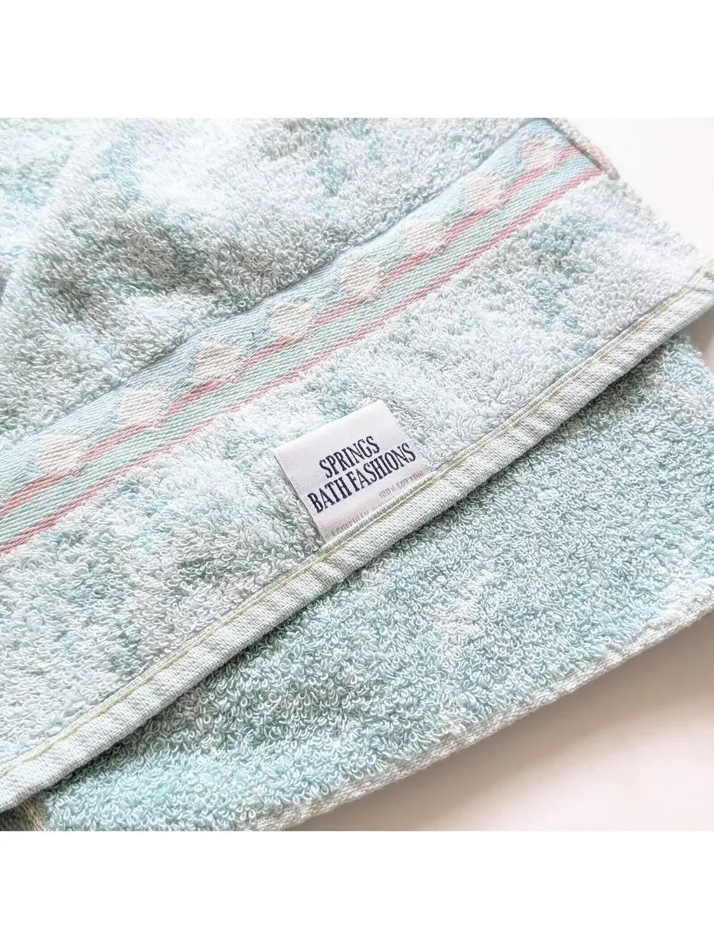 1980s Vintage Pastel Green Hand Towel & Washcloth Set